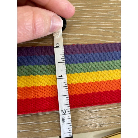 Vintage Pride Red Leather Belt Medium 35-38 Adjustable Rainbow Brass - Picture 7 of 11